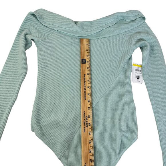 Free People x Intimately Mint Green Off Shoulder Ribbed Bodysuit Size M NWT - Picture 7 of 9